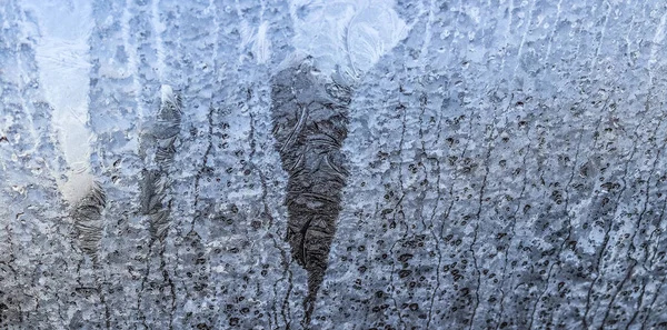 Piękne Lód Kwiaty Oknie Chłodny Zimowy Dzień — Zdjęcie stockowe