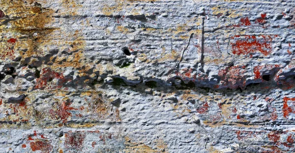 Vue Rapprochée Détaillée Sur Murs Briques Vieillis Altérés Avec Fissures — Photo