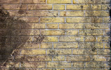 Harabelerdeki eski ve yıpranmış tuğla duvarların detaylı yakın görüntüsü