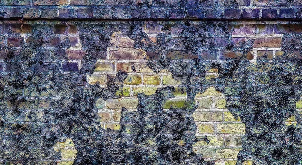 Detaljerad Närbild Åldrade Och Väderbitna Tegelväggar Vid Ruin Byggnader — Stockfoto