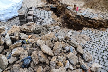 Almanya 'da bir yerde bulunan bir inşaat sahasına yakından bakın.