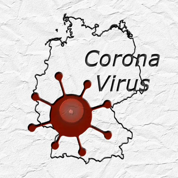 Illustration Une Carte Allemande Avec Des Symboles Virus Couronne — Photo