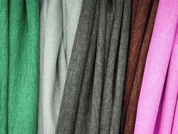 Vista Detalhada Perto Sobre Têxteis Coloridos Tecidos Textura Alta Resolução — Fotografia de Stock