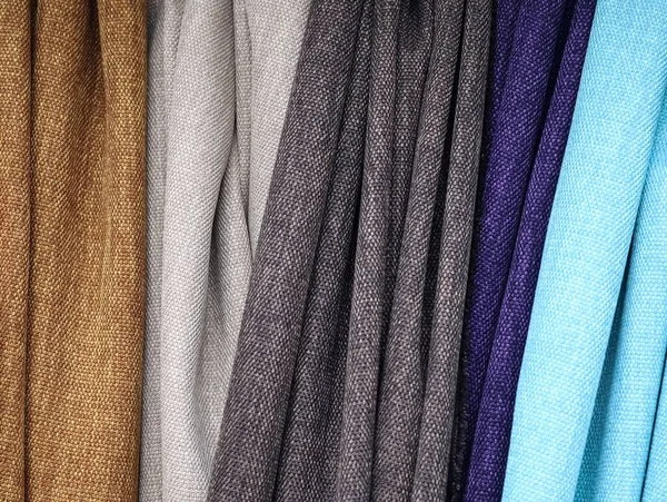 Têxtil Dobrado Colorido Tecidos Texturs Uma Visão Perto — Fotografia de Stock