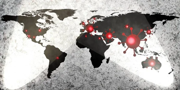 Вид Світову Карту Вірусів Корона Фотографією Аури — стокове фото