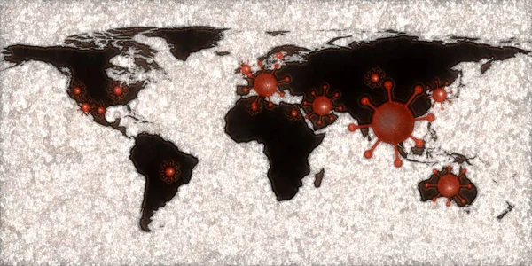 Вид Світову Карту Вірусів Корона Фотографією Аури — стокове фото