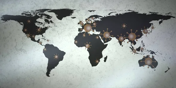 Vue Carte Monde Sur Les Taches Virus Couronne Avec Des — Photo