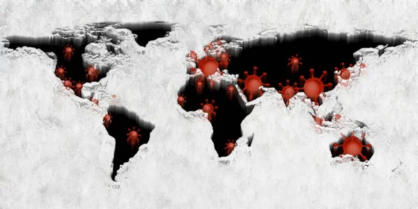 Вид Мировую Карту Коронных Вирусных Пятен Помощью Светокраски Набросков — стоковое фото