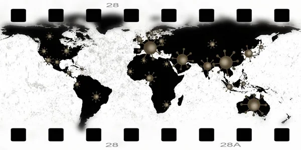 World Map View Corona Virus Covid Outbreak Spot 아날로그 — 스톡 사진