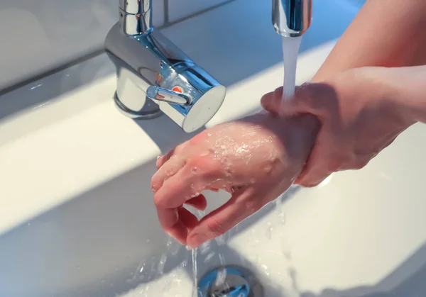 Limpeza Lavagem Mãos Com Prevenção Sabão Para Surto Coronavírus 2019 — Fotografia de Stock