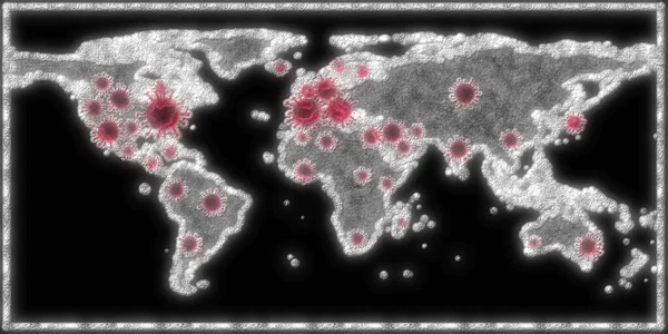 Corona Virus Covid 지점에서 Llustration World Map View — 스톡 사진