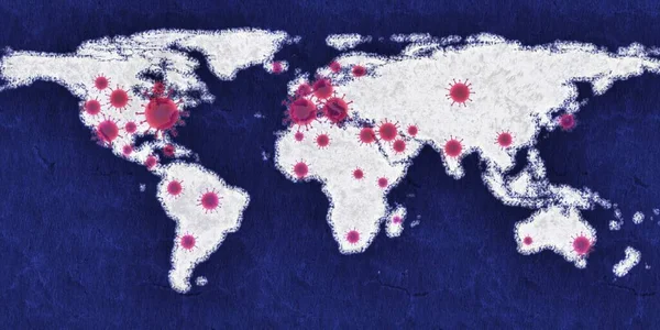 Llustration Une Vue Carte Monde Sur Les Taches Épidémiques Virus — Photo