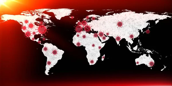 Ilustrace Zobrazení Mapy Světa Místech Propuknutí Viru Korony — Stock fotografie