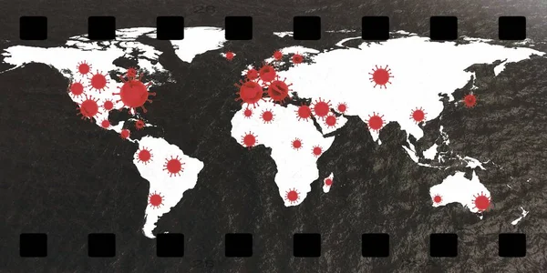 Εικονογράφηση Ενός Παγκόσμιου Χάρτη Άποψη Για Τον Της Κορώνας Covid — Φωτογραφία Αρχείου