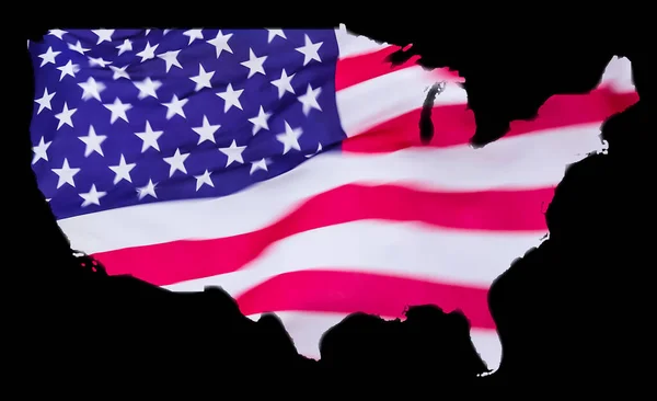 アメリカの地図上のアメリカ国旗の3Dイラスト — ストック写真