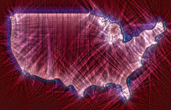 Illustrazione Una Mappa Degli Stati Uniti Fatto Con Aura Kirliana — Foto Stock