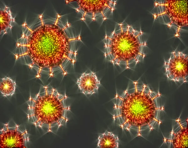 Ilustracja Niektórych Wirusów Korony Kirlian Aura Symulacji — Zdjęcie stockowe
