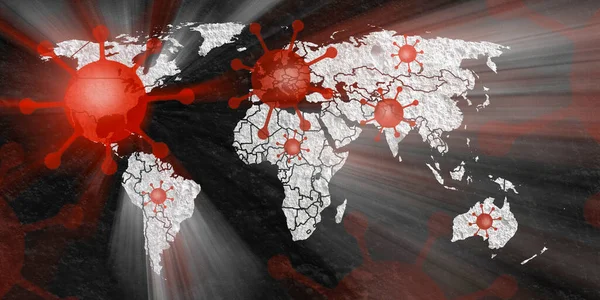 Ilustración Mapa Del Mundo Que Muestra Los Puntos Críticos Del —  Fotos de Stock