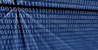 Renkli dijital ikili veri rakamları ve ışık demetleriyle ikili kod arkaplanı