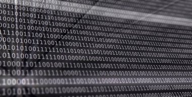 Renkli dijital ikili veri rakamları ve ışık demetleriyle ikili kod arkaplanı