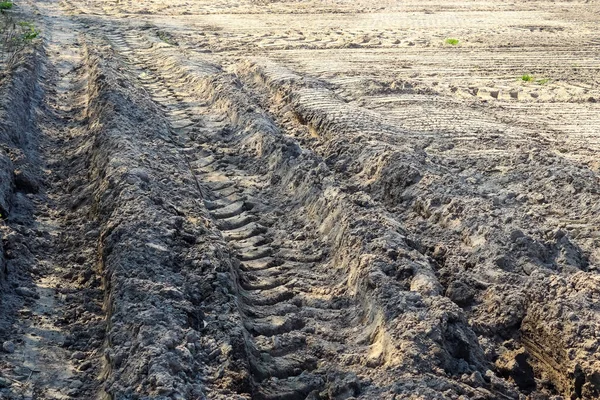 Крупним Планом Вид Сільськогосподарські Акри Тракторами Під Час Посухи — стокове фото