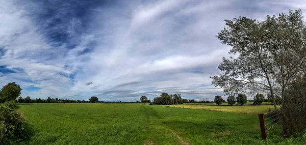 Krásné Panorama Severoevropské Krajiny Poli Zelenou Trávou — Stock fotografie