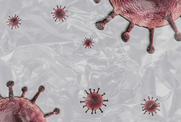 Illustration Colorful Isolated Corona Virus Covered Plastic Film White Background — Stock Photo, Image