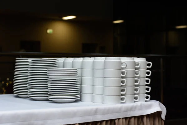 Tea Cups Washed Stacked Kotsnept Wash Dishes — Stock Photo, Image