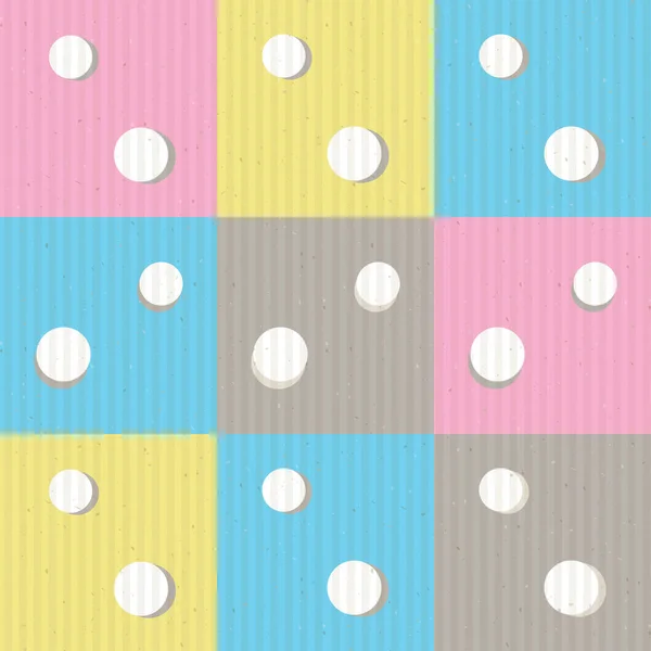 Kropki i kwadraty bezszwowe wektorowe wzór tła w pastelowych kolorach z papieru kraft tekstury nakładki. Plik Eps10 z przejrzystością — Wektor stockowy