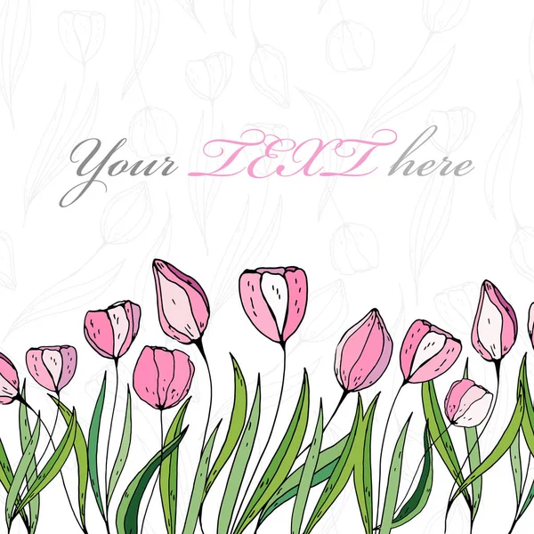 Card Tulips Your Text — 스톡 벡터