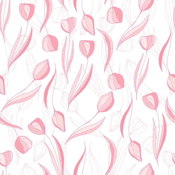 Seamless Floral Pattern Tulips Vector — 스톡 벡터
