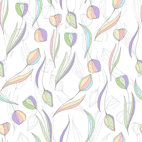 Model Floral Fără Sudură Lalele Vectoriale Colorate — Vector de stoc