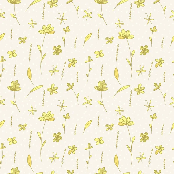Florales Nahtloses Muster Wildflower Doodle — Stockvektor