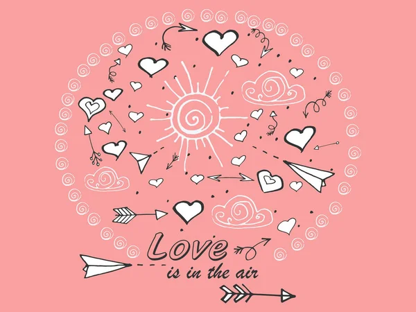 Vector Ilustración Romántica Color Rosa Con Texto — Vector de stock