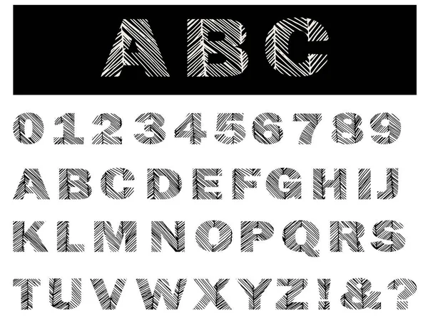 Çizgili desenli vektör alfabesi harfleri