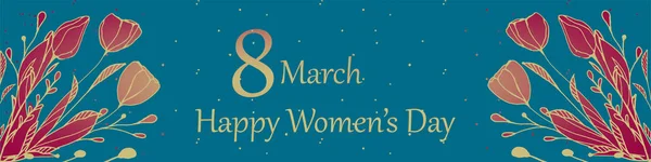 March Vector Banner International Women Day — Stock Vector