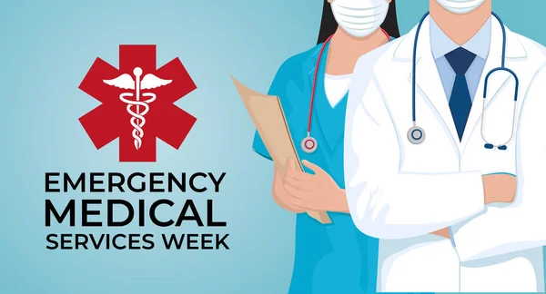 Emergency Medical Services Week in May. Celebrated annual in United States. Medical concept 3
