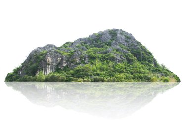 Panorama adası, tepe, dağ beyaz arka planda izole edilmiş. Grafikler için kullanılır