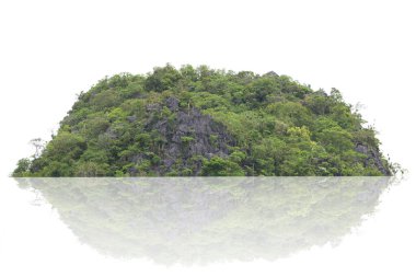 Panorama adası, tepe, dağ beyaz arka planda izole edilmiş. Grafikler için kullanılır