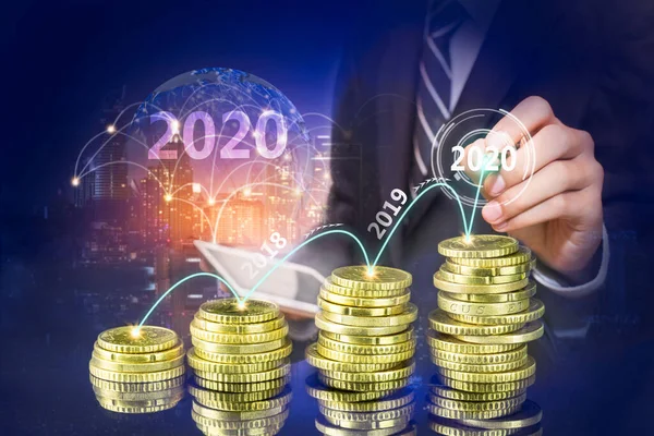 Business Development Success Growing Growth Year 2019 2020 Concept Zakenman — Stockfoto