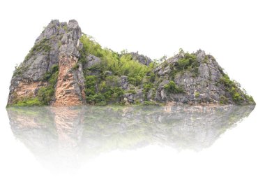Panorama adası, tepe, dağ beyaz arka planda izole edilmiş. Grafikler için kullanılır