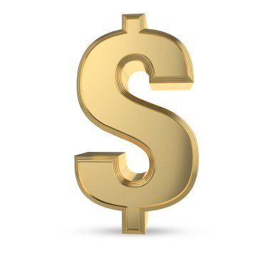Beyaz üzerinde izole edilmiş 3D altın dolar işareti
