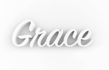 Grace 3D oluşturulmuş metin beyaz arkaplanda izole edildi