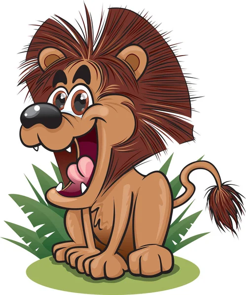 かわいいライオンを見る漫画 — ストックベクタ
