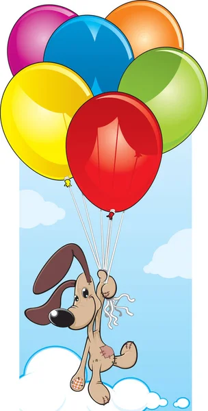 Cão de balão bonito desenhos animados — Vetor de Stock