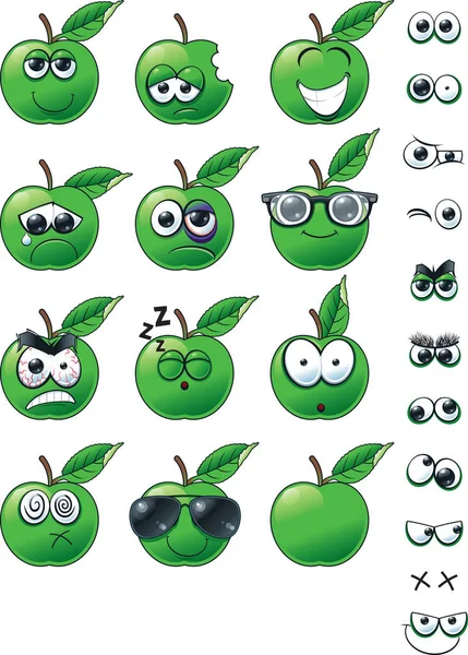 Apfel Emoticon Set — Stockvektor