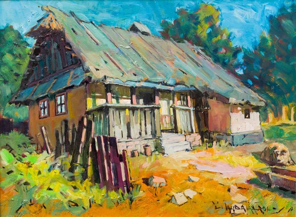 Transilvania Arquitectura Paisaje Hecho Mano Pintura Atracción Arte Del Pueblo — Foto de Stock