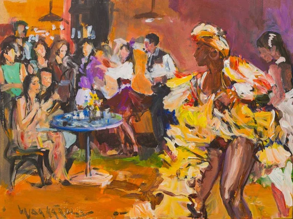 Mooie Dans Party Schilderij Met Gepassioneerde Salsa Bachata Dansers — Stockfoto