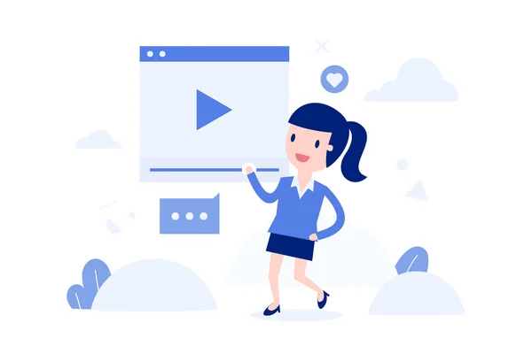 Ilustração Vetorial Conceito Streaming Vídeo Vivo — Vetor de Stock