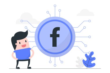 Facebook parası olan genç bir adam. 